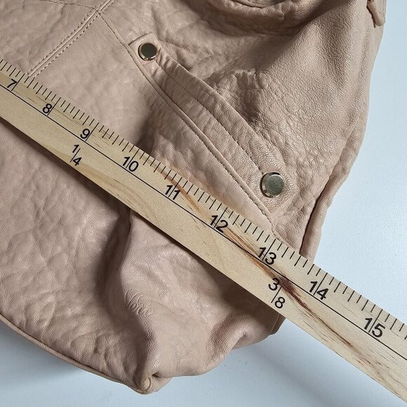 Tre Vero Beige‎ Leather Shoulder Bag Tan Chain Strap Pockets 10"x13.5" - Picture 12 of 14